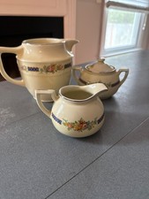 pitchers Hall China Company three-piece set features the Blue Bouquet pattern picture
