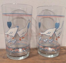 Vintage Luminarc Hearts & Geese Glasses Set of 2 Clear Glass Tumblers 5
