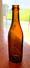 Antique Vintage J. Gahm & Sons JC Boston Amber Glass Bottle  picture