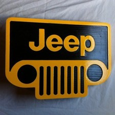 Jeep Yellow 3D routed wood sign garage car plaque Custom carved picture