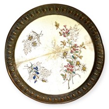 Antique Waechtersbach Ceramic Serving Tray Copper Rim Germany Flower Ysenburg picture