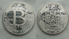 2013 New Liberty Dollar .25 Quarter Bitcoin Specie 1oz Silver Coin Round QR Code picture