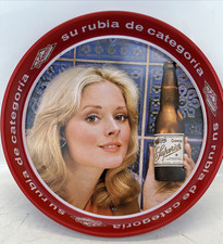 Superior Cerveza Moctezuma Tin Beer Tray 13” Vintage Service Tray Mexico picture