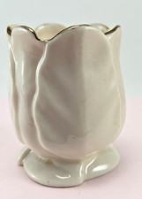 Porcelain Tulip Toothpick or Match Holder Gold Trim 2