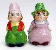 Vintage Figural Mid Century Dutch Boy Girl  Salt & Pepper Shakers 2 7/8