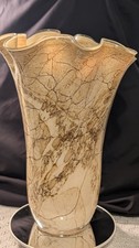 Jozefina Krosno Handblown Glass Handkerchief Vase Brown Tan Marble Polished Pont picture