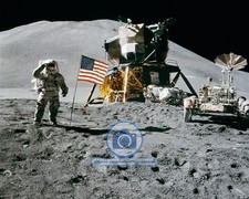 APOLLO 15 ASTRONAUT SALUTE UNITED STATES FLAG MOON 1971 8X10 PHOTO picture