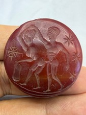 Old Roman Carnelian Intaglio Seal Bead Erotic Couple Scene Side Drilled Pendant picture