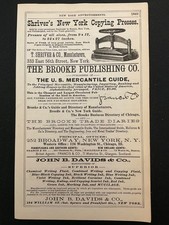 1883 Antique Ad Page Shriver's Copying Press, Aetna Grate, Brooke Publishing, NY picture