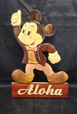 Mint EUC Mickey Mouse Aloha Wood Sign 9 1/4