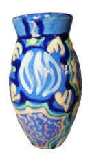 ART DECO MADE IN GERMANY ART POTTERY VASE BLUE ABSTRACT DESIGNS~6