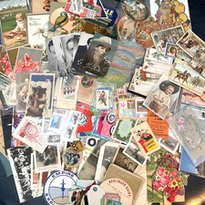 Antique Vintage Ephemera Lot 220 Trade Religious Arcade Calling Postcards Labels picture