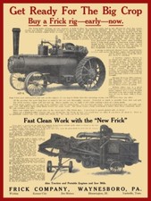 1915 Frick Steam Engine & Threshing Machine NEW METAL SIGN: 12x16