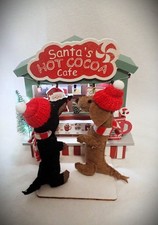 Felt Dachshund Sculptures Santa's Hot Cocoa Cafe lighted Christmas table Decor picture