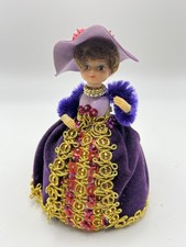 1970s Vintage Li’l Missy Beaded Doll 5in Purple Velvet Gold Trim Sequins picture