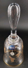  Clear Bohemian Crystal Glass Bell Brn Wheat Star Pattern Gold Trim  Vtg RARE 7