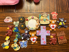 vintage 1980s and 1990s mixed theme refrigerator magnet collection picture
