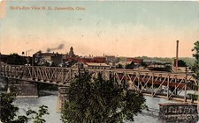 J35/ Zanesville Ohio Postcard c1910 Birdseye View Bridge River 255 picture