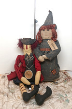 Pearson's Simply Primitive Halloween 2 Sister Witches / Whimsical / Folk Art picture