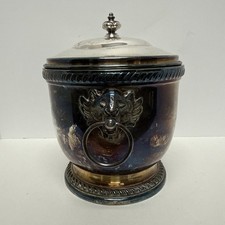 Vintage English Regency Silver Plated Lion Head Lidded Ice Bucket by Poole picture