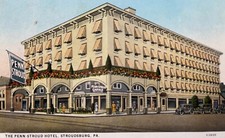 Stroudsburg Pennsylvania Postcard THE PENN-STROUD HOTEL Street View White Border picture