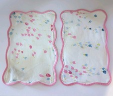 D. Porthault Paris Linen of Queens Cocktail Napkins Pair Tulips Pink Trim picture