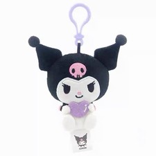 Official Sanrio Kuromi Plush Keychain Purple Heart Mascot Charm 10 Cm -Us Seller picture