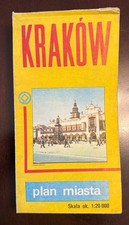 Vintage folding map of Krakow, Poland -- very large picture