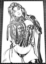 Signed Carlos Silva Black Queen Inked Commission 11X17 Ed Benes Studio picture