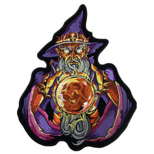 Wizard Skull Jacket Vest Back Patch - 10 X 12 Iron on Sew on picture