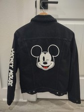 BRAND NEW Levi's Disney Black Denim Jean Jacket Mickey Mouse Sherpa Lined Black picture