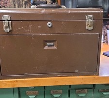 Vintage Kennedy Machinist Tool Box 7 Drawer 520 Brown w/ Leather Handle No Key picture