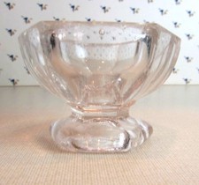 Vintage Clear Glass Pedestal Hexagon Open Salt Cellar Dip picture