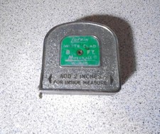 Vintage Lufkin White Clad W-928 8 ft. Mezurall Tape Measure Green Front USA picture