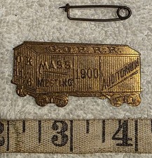 1900 William McKinley GOP RR Boxcar Pin Presidential Campaign Mass Meeting Pin  picture