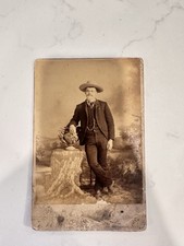 1880 Cabinet Card Wealthy Cowboy Antique Western Gentleman Mustache picture