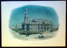 1889 Picturesque Australasia Antique Print View of Sydney Town hall, Australia picture