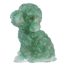 Poodle Crystal Figurine Resin Sitting Dog Stone Ornaments Green Aventurine picture