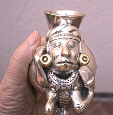Toltec Silver Man Vessel – D’Argenta #409 – Silver Plated w/ Gold Accents picture