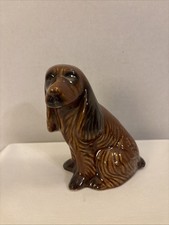 Signed MCS Cocker Spaniel Dog Figurine Porcelain Hand Painted Brown 6”T picture