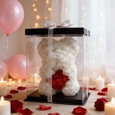 valentines roses teddy bear box picture