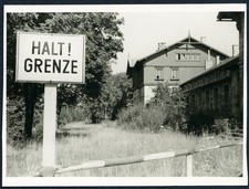 HALT GRENZE, sign at border, Bayerisch Eisenstein, unusual, Vintage fine art Ph picture