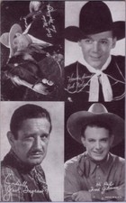 4 in 1 Western Arcade Card: Leo Maloney, Bob Nolan, Jack Ingram, Fred Gilman picture