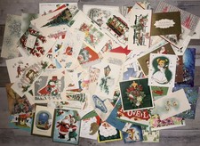 100 Vintage 40’s 50’s 60’s 70’s Ephemera Christmas Card Lot Junk Journal Craft  picture
