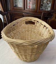 Vintage Large Woven Wicker Basket Oval With Handles 24”x 18”  picture