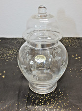 VINTAGE ETCHED GLASS GINGER JAR 8