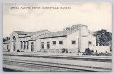 Vintage Marysville KS Union Pacific RR Depot Eagle Photo-Tone Postcard Hested Co picture