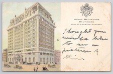 Hotel Belvedere Baltimore MD Private Mailing Card c1900 Horse Carriages picture