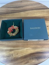 Vintage Baldwin Brass Elegant Wreath w/24kt Gold Finish Ornament 1998 NIB picture