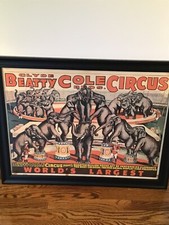 Vintage 1965 Clyde Beatty Cole Circus Elephant Acme Show Poster Frame picture